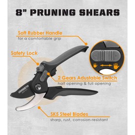 Garden Tool Set URASISTO 4 pcs Gardening Tool kit -Trowel, Folding Saw, Garden Pruner, Gardening Gloves,Roll Up Carry Bag Included, Ideal Garden Tool Kit Gifts for Women and Men