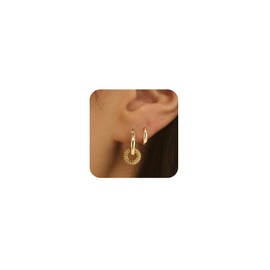 SUFOPE Gold Hoop Earrings Set for Women,14K Gold Plated Huggie Earrings Dangle Hoops Earrings Trendy Chunky Gold Earrings Hypoallergenic Lightweight Small Hoop Earrings Jewelry for women