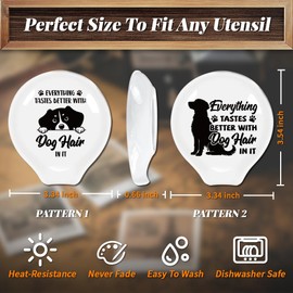 ANATTASOUL Spoon Rest for Stove Top, Printed Dog Ceramic Spoon Holder for Kitchen Counter, Modern Farmhouse Decor Accessories for Spatula, Spoons or Tongs
