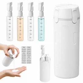 Travel Bottles for Toiletries, Kit de Botellas de Viaje 4 en 1 a Prueba de Fugas | Set de 4 Envases 30 ml c/u (120 ml) con Etiquetas | Ideal para Gym, Campamento, Equipaje de Mano (Blanco)