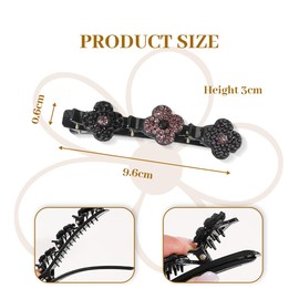 KOLZEMV Pack of 4 Hair Clips with Sparkling Crystal Stones, Braided Rhinestone Hair Clips for Women and Girls, Elegant Hair Styling Clips, Shiny Rhinestone Hair Clip, Hair Clips Women (Style A)