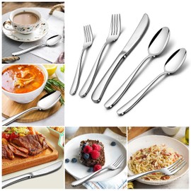 Herogo Heavy Duty Stainless Steel Silverware Set, 40-Piece Heavy Weight Modern Flatware Cutlery Set for 8, Fancy Tableware Eating Utensils Set for Home Wedding, Dishwasher Safe, Mirror Finished