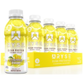 RYSE Clear Protein Shake - Country Time Lemonade - 100 Calories, 22g Whey Isolate Protein, Sugar-Free, 0g Fat & Lactose-Free - Refreshing Ready-to-Drink Beverage - 16.9 fl oz Bottles (12-Pack)