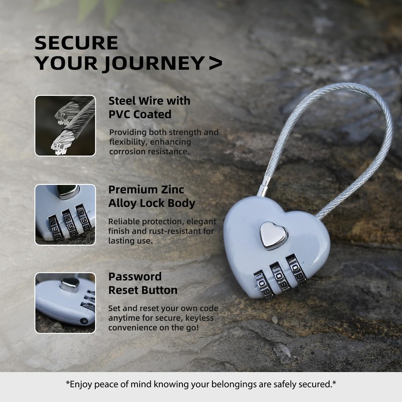 UP Security Combination Padlock, Small Cable Lock with Code, Candados