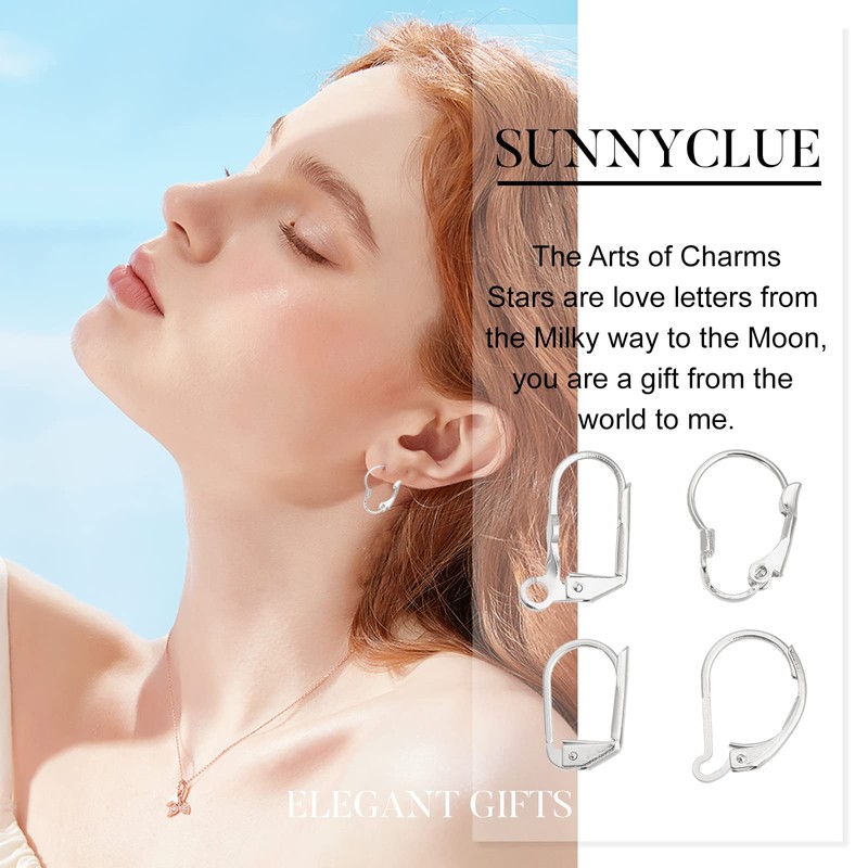 SUNNYCLUE 1 Box 24 Pieces 4 Styles Leverback Earring Accessories