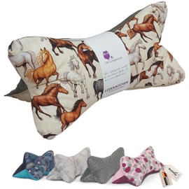 Leseknochen Nackenkissen (Pferde) bequem und waschbar! Handgestopft und genäht in Deutschland - Nutzbar als Nackenrolle Kissen Nackenrolle