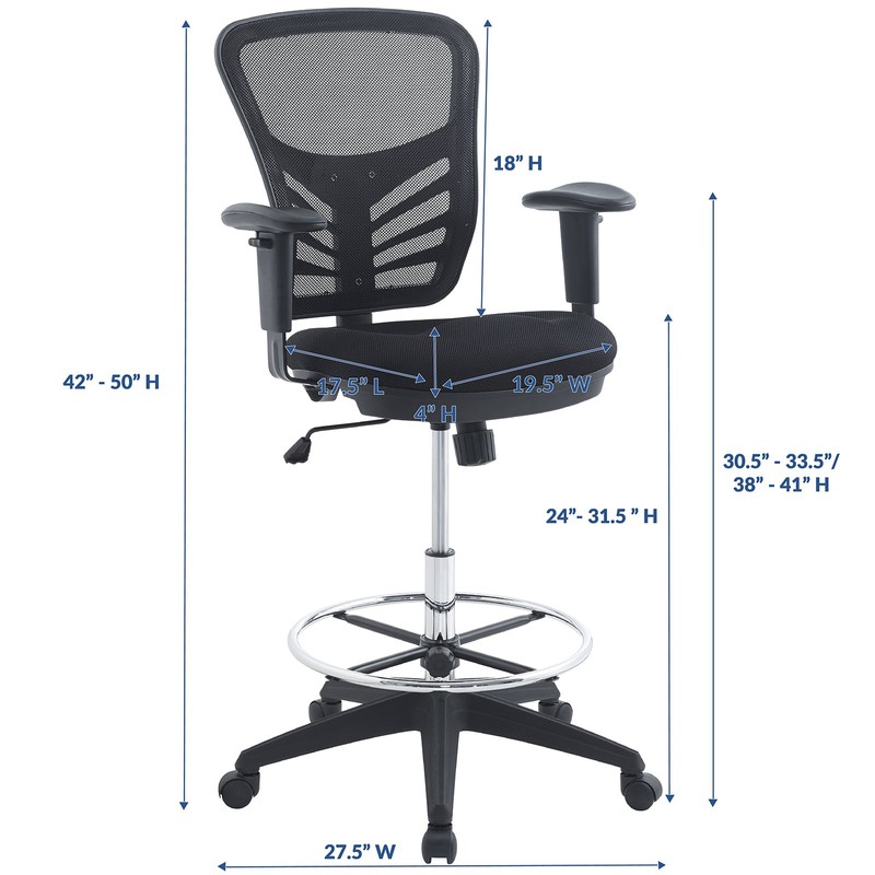 Modway Articulate Drafting Chair - Reception Desk Chair - Drafting