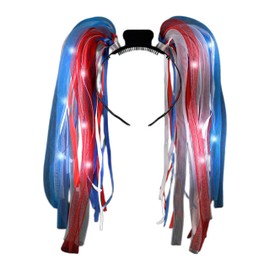 blinkee Patriotic Red White Blue Noodle Headband Flashing Dreads | Headband Department | 1 Item per ordered quantity