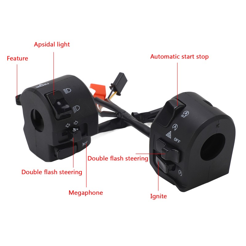 Motorcycle Handlebar Switch 7/8inch Light Trumpet Universal Handlebar Switch Replacement