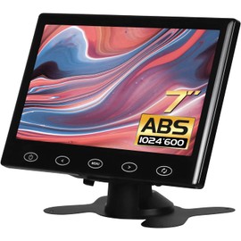 WHOLEV CCTV Monitor 7 Inch HDMI Monitor 16: 9 Screen 1024 * 600 AV VGA Input Touch Button/Built-in Speaker for Raspberry Pi, House Security, CCTV Camera, PC Display