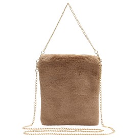 Clan Fur Bag, Mini Shoulder Bag, Women's, 2-Way, Lightweight, Square, Cross-body Mini Bag, beige