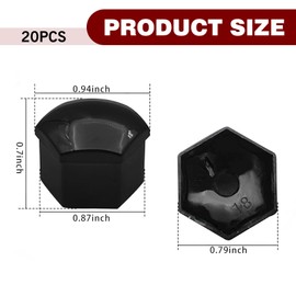 Downhill 20 PCS 17MM Wheel Lug Nut Covers, Cratch and Rust Resistant Hexagon Car Wheel Nut Caps, Wheel Center Bolt Caps with Removal Clip, for Most Cars, Trucks, SUVs (Black)