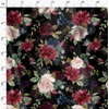 Soimoi Black Viscose Chiffon Fabric Leaves & Peony Floral Print