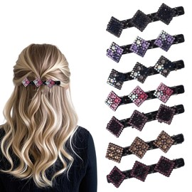 7 Pcs Sparkling Crystal Stone Braided Hair Clips,Braided Hair Clips for Women,Flower Braid Clip with Rhinestones,Shiny Hairpin Clip for Braids for Quick Change of Look Styling