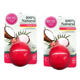EOS Bálsamo labial liso 100% natural, leche de coco con karité, para piel sensible, sin gluten, 0.25 onzas (paquete de 2)