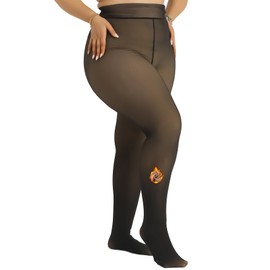 ARMOROSE Fleece Lined Tights Women, Winter Warm Pantyhose leggings Women,Fake Translucent Thermal Skin Colored