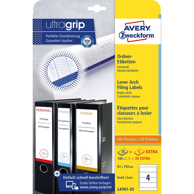 Avery Zweckform L4761-25 Folder Labels for Wide Folders Short e.g.