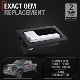 Interior Front & Rear Driver Door Handle - Compatible with 2009-2014 Ford F-150, 09-14 Ford Lobo, 10-14 Lincoln Mark LT - Chrome, Textured Black Housing - OEM CL3Z-1522601-EA, 90826, FO1352152