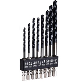 Invincible 3-Blade Hex Shaft Drill Bit Set of 8 Short Drill Set HSS-Co M35 New Quick Drilling Titanium Coating Cobalt High Speed Steel Stainless Steel Drill for Ironwork Drilling Metal Work Drill