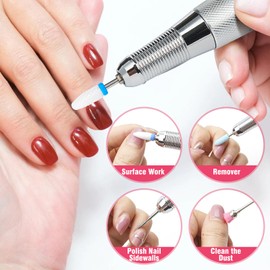 Ecagewill Nail Cutter Attachments, 8 Pieces Bits for Nail Cutter, 3/32 Inch Cutter Bit Set with 80 Pieces Sanding Caps for Nail Drill, for Home, Salon, Gel Nails, Manicure (White Nail Drill Holder)