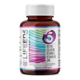 Suplemento en cápsula Lifeed5 Biotina Colágeno Hidrolizado Zinc Vitamina E y Vitamina B5 para cuidado de cabello piel y Uñas