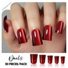 Red Press on Nails Medium Square Duck Mouth Fake Nails