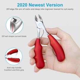 Erarrow Thick Toenail Clippers, Podiatrist Toe Nail Clippers for Ingrown & Thick & Men & Seniors Toenail and Nail Surgical Grade Stainless Steel Toenail Trimmer Nipper (Red)