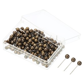 PATIKIL Push Pins, 200 Pack Round Head Map Tacks Thumb Steel Point for World Maps Cork Boards, Bronze Tone