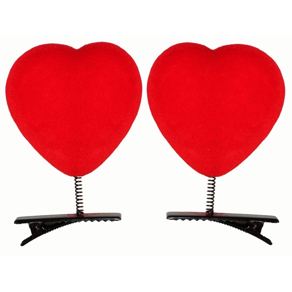 Lucore Heart Head Bopper Hairpins - 10 PC Set Bobble Wobble Valentines Day Hair Clip Decorations (Red)