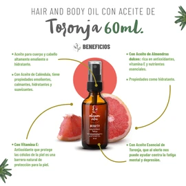 OLEUM VITAE Hair & Body Oil. Aceite para Cabello y Cuerpo con Aceite Esencial de Toronja. Ingredientes Naturales. Hidratación Profunda. 60ml