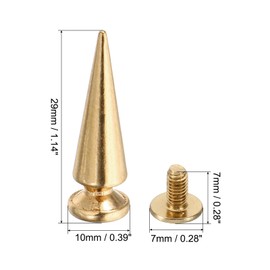 PATIKIL 29mm Studs for Clothing, 20 Sets Studs and Spikes Leather Rivets Cone Spikes Metal Screw Studs for Clothing Leather Crafts Fabric Shoes Punk Bag Leathercraft, 10x29mm, Gold Tone