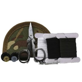 Set of Sewing Kit with Bag Travel Sewing Case Holiday Camping Small Black or Camou Mini + Free Lucky Sticker (Black)