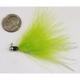 Erie Dearie 1/32 oz Marabou Jig Gamefish Killer Crappie Panny Gill Erie Dearie Flu Flu Lure - Green Shimmer