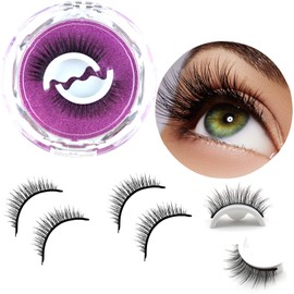 Reusable Self Adhesive Eyelashes, No Glue or Eyeliner Needed, Easy to Put On, Non-slip Waterproof False Eyelashes Natural Look Gift for Women(2-Pairs)
