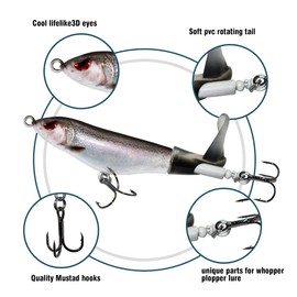 ods lure Topwater Fishing Lure Plopper Bait with Floating Rotating Tail for Freshwater and Saltwater (Kit 2)