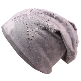 Glamexx24 Women's Long Beanie Hat Star Pattern Lightweight Jersey Hat Men's Hat – One Size – Summer Autumn and Winter, Grey (grey 1)
