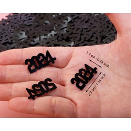 ONLYKXY New Year Table Confetti Glitter Table Decor Confetti Sprinkles Confetti Decoration for New Years Eve Party Confetti Foil Theme Thanks Giving Scatter Bless Confetti (2024, Black)