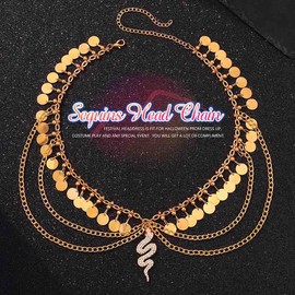 JEAIRTS Snake Egyptian Head Chain Gold Cleopatra Headpiece for Women