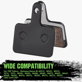 Zacro 2 Pairs Bike Brake Pads, Ceramic Bicycle Disc Brake Pads Fit for Tektro Shimano TRP Deore Br-M575 B01s Mt200 M525 M515 T615 T675 M505 M495 M486 M485, Mountain MTB Ebike Brake Pads Replacement