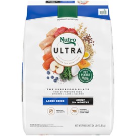 Nutro Ultra Adult Large Breed Dry Dog Food, Chicken, Lamb and Salmon Protein Trio, 24 lb. Bag