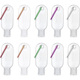10 Porta Gel Antibacterial, Botellas de Viaje con Ganchos de Seguridad, Diseño Elegante en 5 Colores, Para Uso en Oficina y Viajes, Fácil Transporte en Bolsos y Mochilas