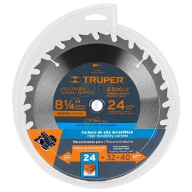 Truper ST-824 Saw blade 8-1/4" for wood, 24 teeth center 5/8"