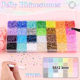 30000Pcs Resin Rhinestones with 3Pcs B7000 Jewelry Glue for Crafting, Multicolors 3mm Non Hotfix Flatback Gems, Bedazzling Crystal for DIY Crafts Clothing Tumblers Mugs Shoes Fabric Decor Nail Art
