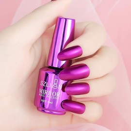 IMGDD IMGDD Purple Nail Polish Metallic Mirror Effect Metal Long-Lasting Quick Dry Nail Lacquers, Shiny Chrome DIY Manicure (07, 8ml)