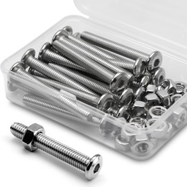 (20 Sets) M6 x 50 mm Allen Screws and Nuts Set 304 Stainless Steel Flat Head Furniture Connection Screws