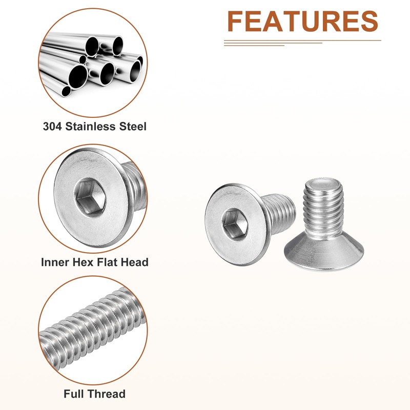DTGN M10-1.5 x 20mm Flat Head Socket Cap Screws, 10