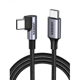 Cable Ugreen USB C a USB C de 60 W, ángulo recto de 90 grados tipo C de 3.3 pies, cable USB C a USB C de 60 W de 90 grados tipo C para iPhone 17/16, M