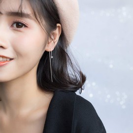 Dainty Star Tassel Threader Dangle Earrings S925 Sterling Silver Minimalist Long Chain Drop Ear Line Statement Earring Hypoallergenic Jewelry for Women Girls BFF