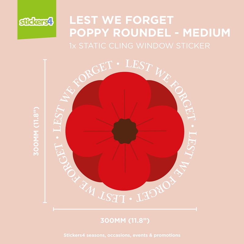 Remembrance Window Sticker for Home and Shops - Poppy Day