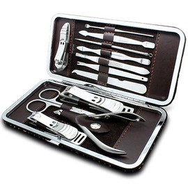 Manicure Pedicure Care Kit – Set of 12 Stainless Steel Manicure Pedicure Nail Clipper Set, Skin Care, Travel Set Male and Female with Xaiox